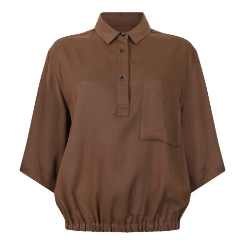 Nine In The Morning Brown Relaxed Polo Blouse.