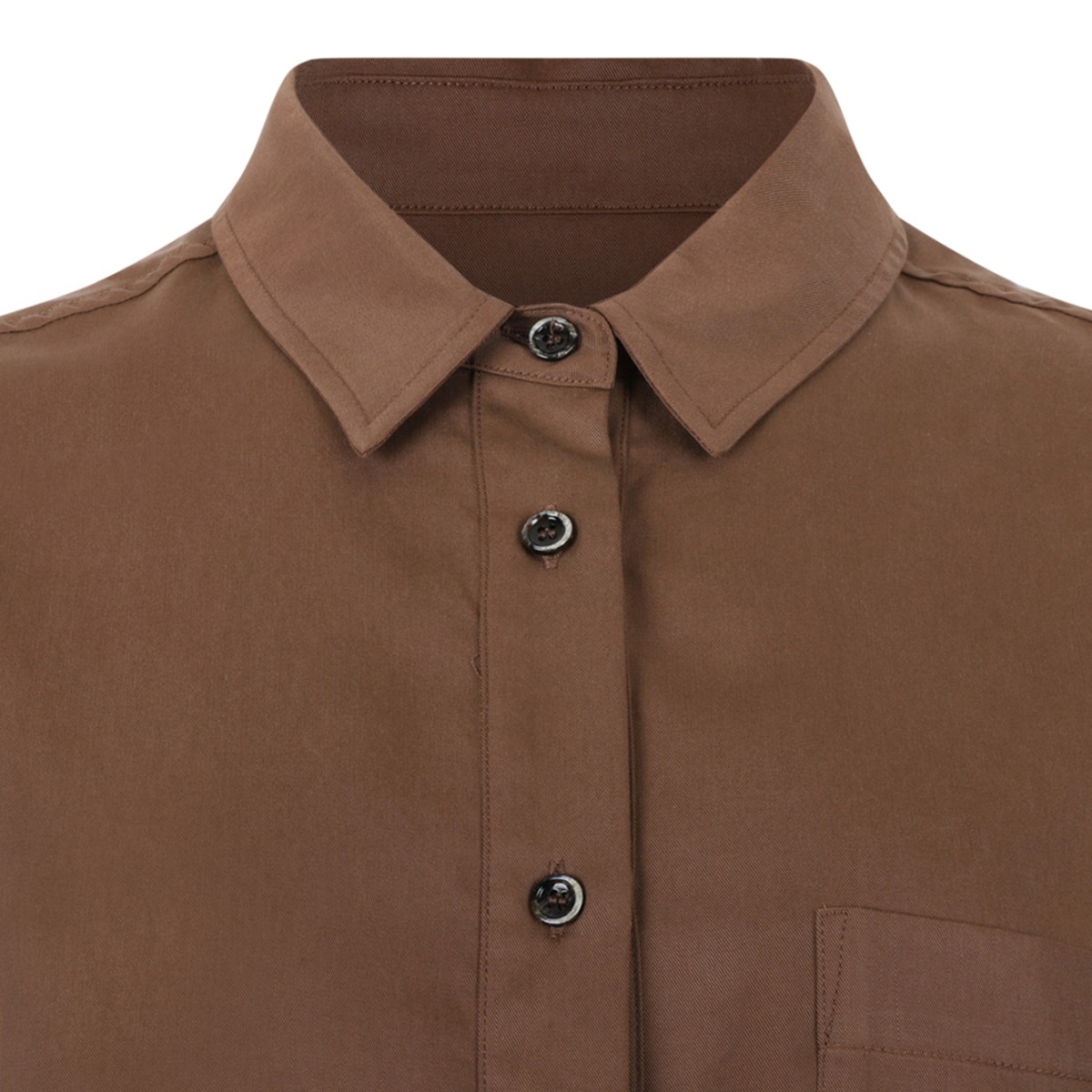 Nine In The Morning Brown Relaxed Polo Blouse.