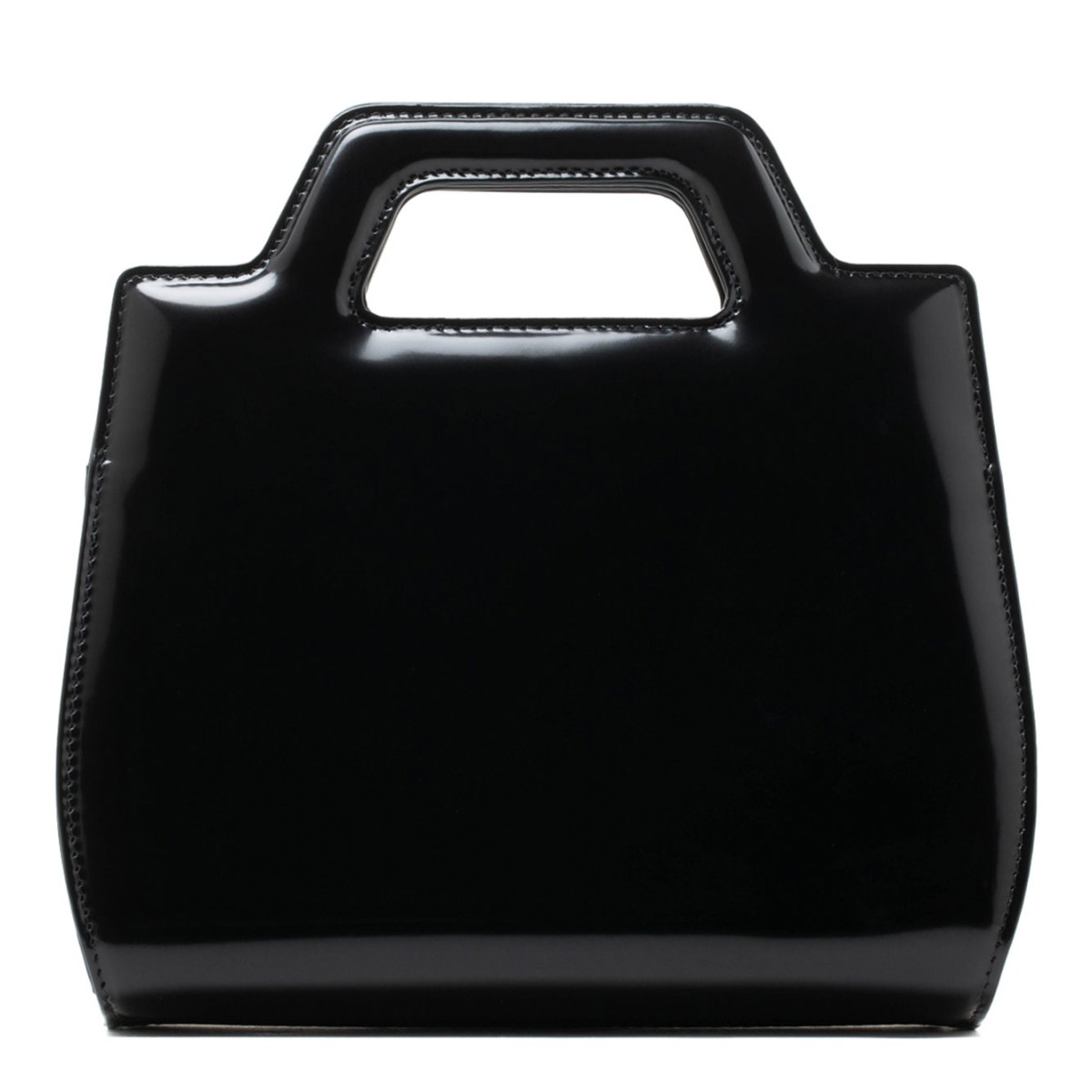 Ferragamo Black Leather Top-Handle Bag with Gancini Hardware. 