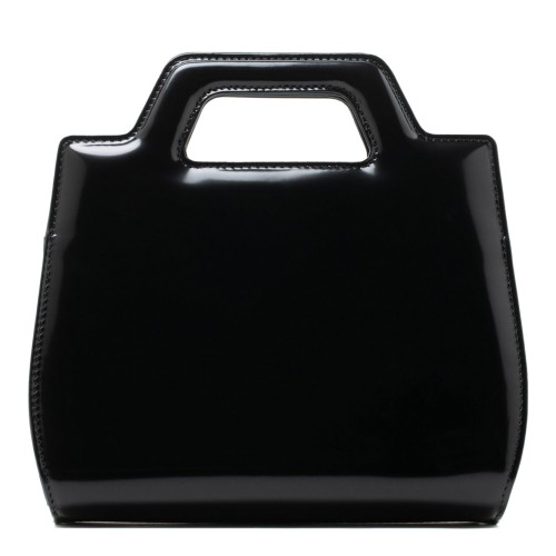Ferragamo Black Leather Top-Handle Bag with Gancini Hardware. 