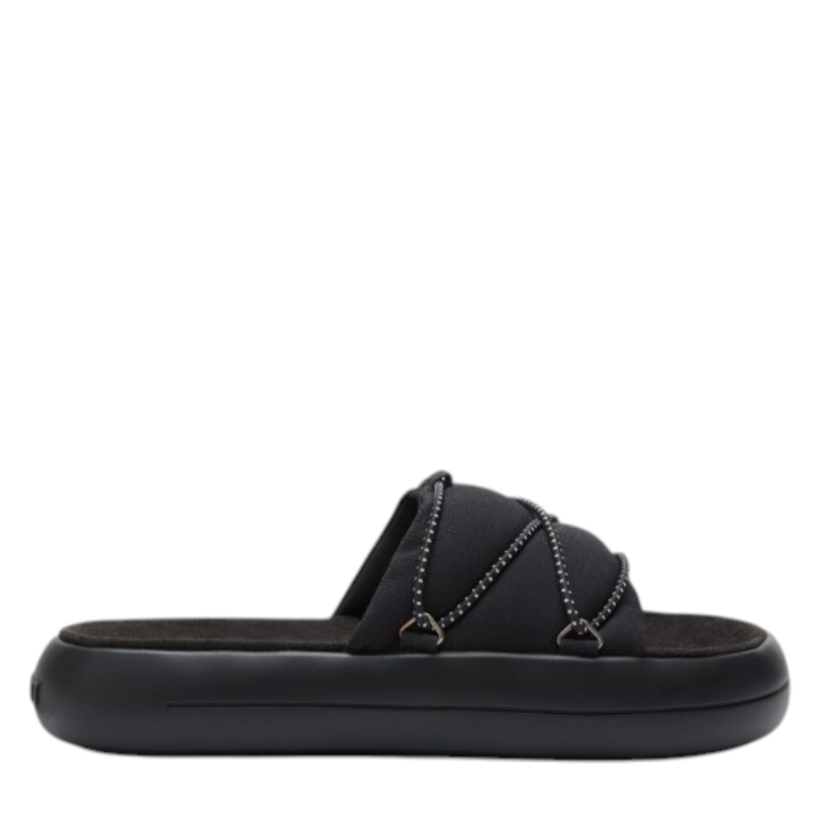 Moon Boot Black Padded Platform Slides.