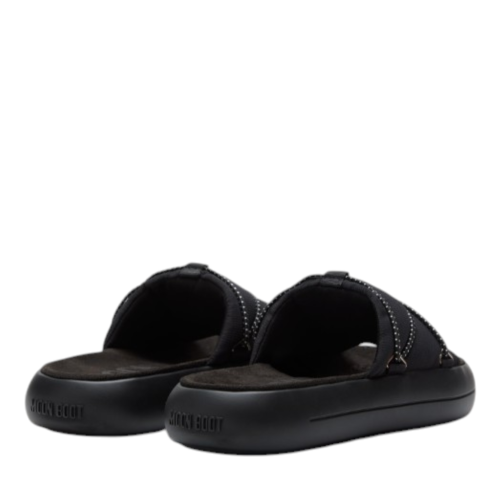 Moon Boot Black Padded Platform Slides. 2