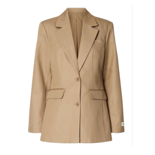 Selected Femme Beige Tailored Single-Breasted Blazer.