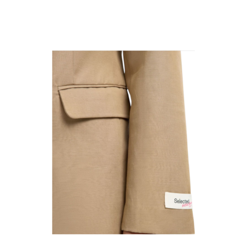 Selected Femme Beige Tailored Single-Breasted Blazer.