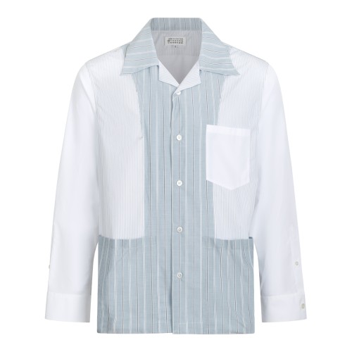 Maison Margiela White and Light Blue Patchwork Shirt.