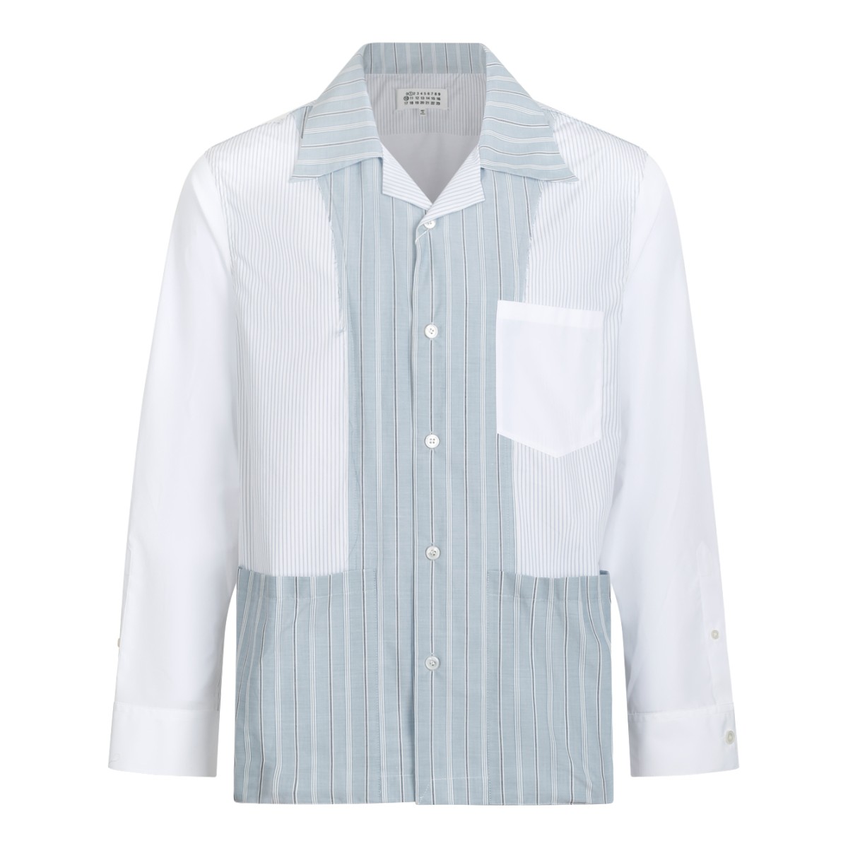 Maison Margiela White and Light Blue Patchwork Shirt.