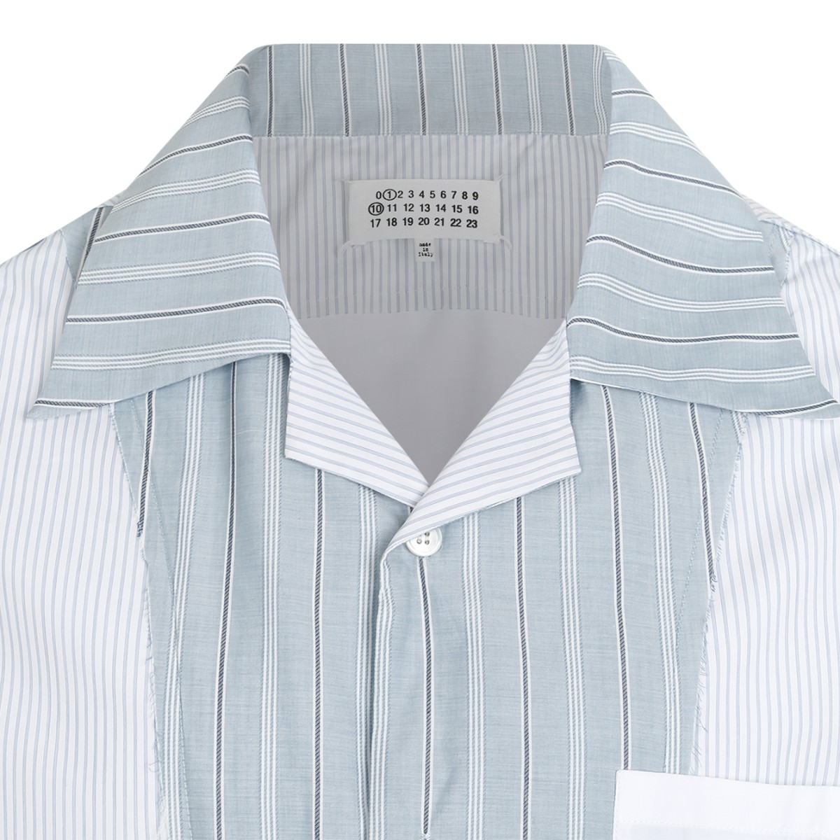 Maison Margiela White and Light Blue Patchwork Shirt.