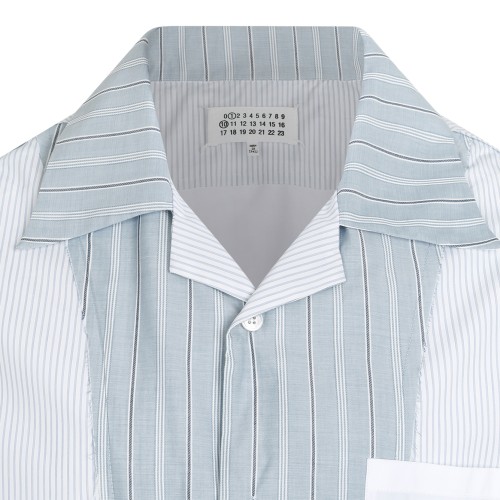 Maison Margiela White and Light Blue Patchwork Shirt.