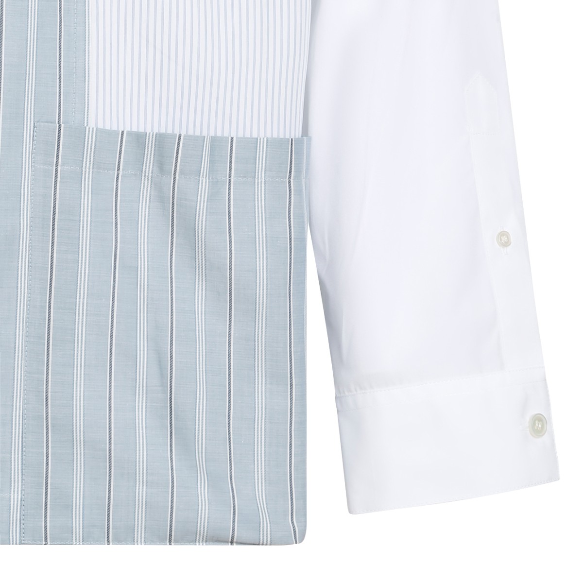 Maison Margiela White and Light Blue Patchwork Shirt.