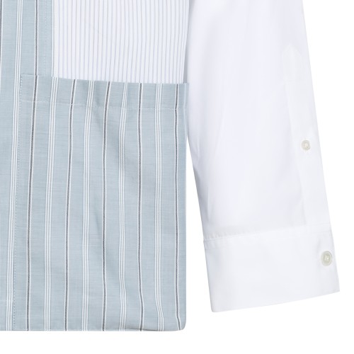 Maison Margiela White and Light Blue Patchwork Shirt.
