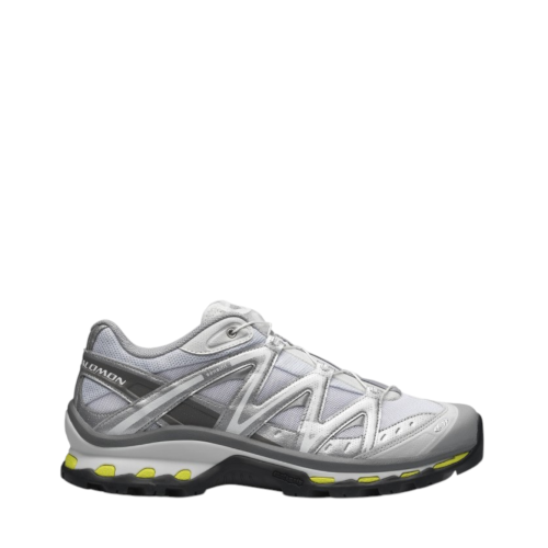 Salomon Silver and Grey Technical Trail Sneakers.