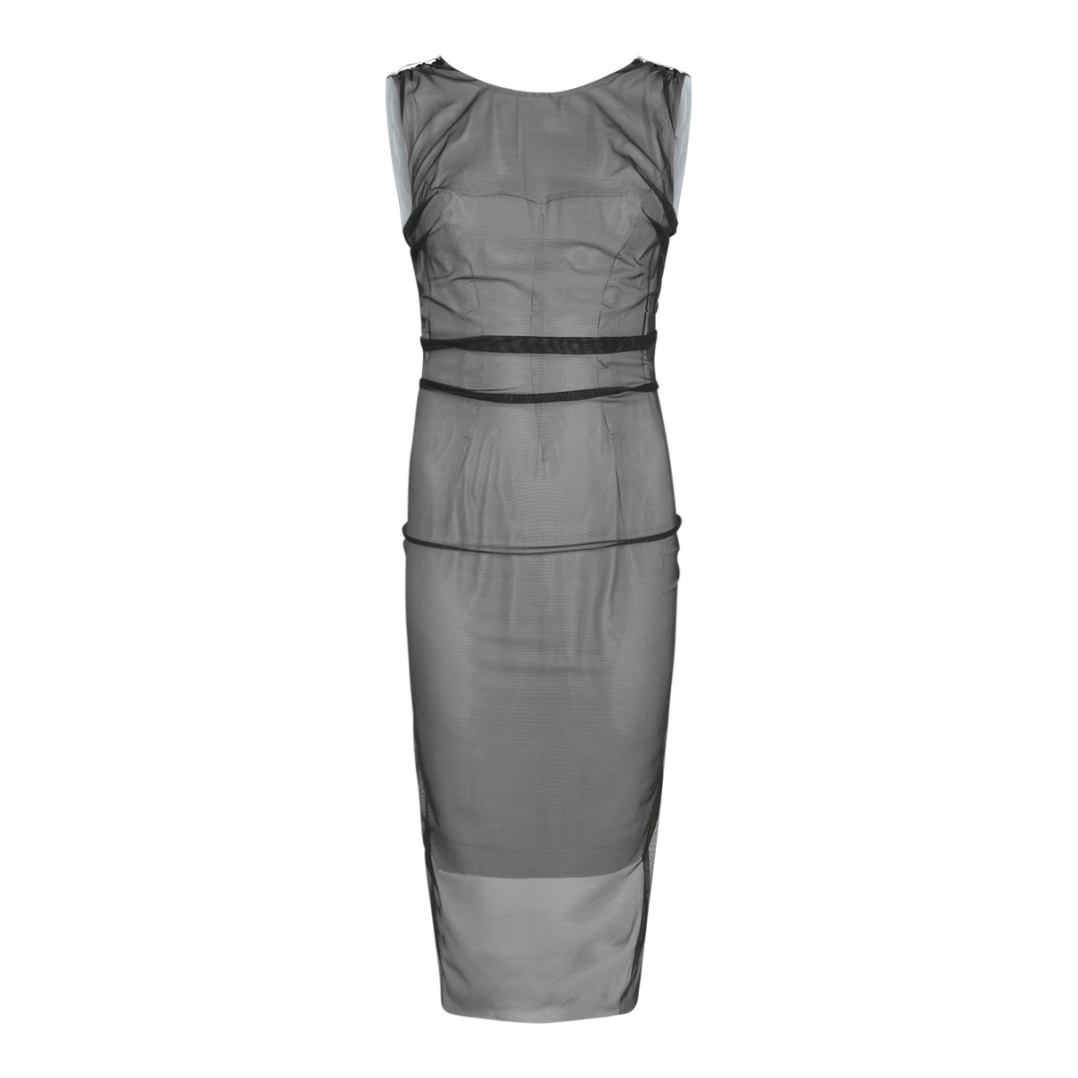 Maison Margiela Grey Layered Sheer Midi Dress.