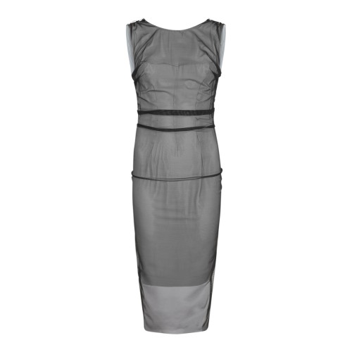 Maison Margiela Grey Layered Sheer Midi Dress.