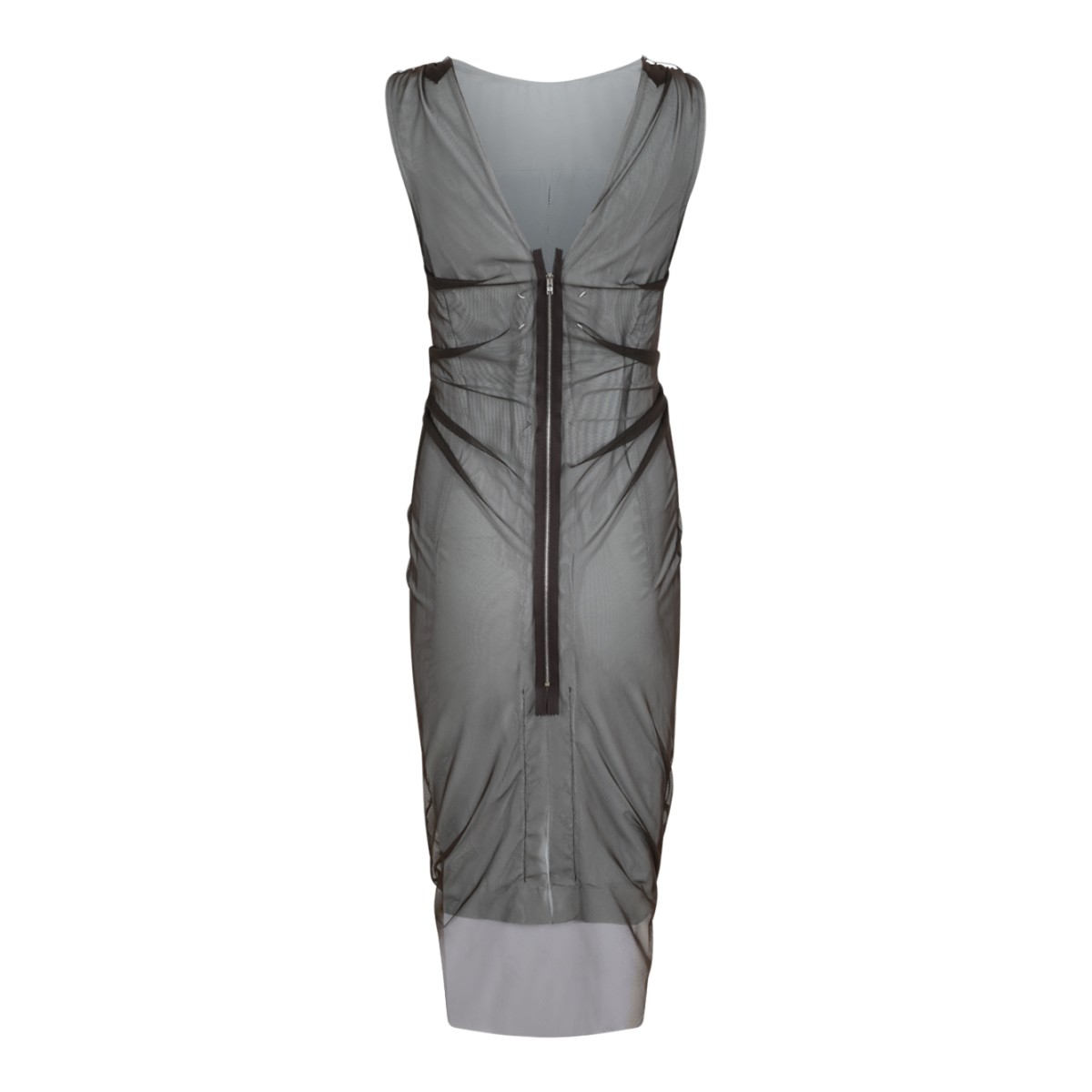 Maison Margiela Grey Layered Sheer Midi Dress.