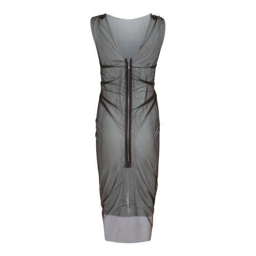 Maison Margiela Grey Layered Sheer Midi Dress.