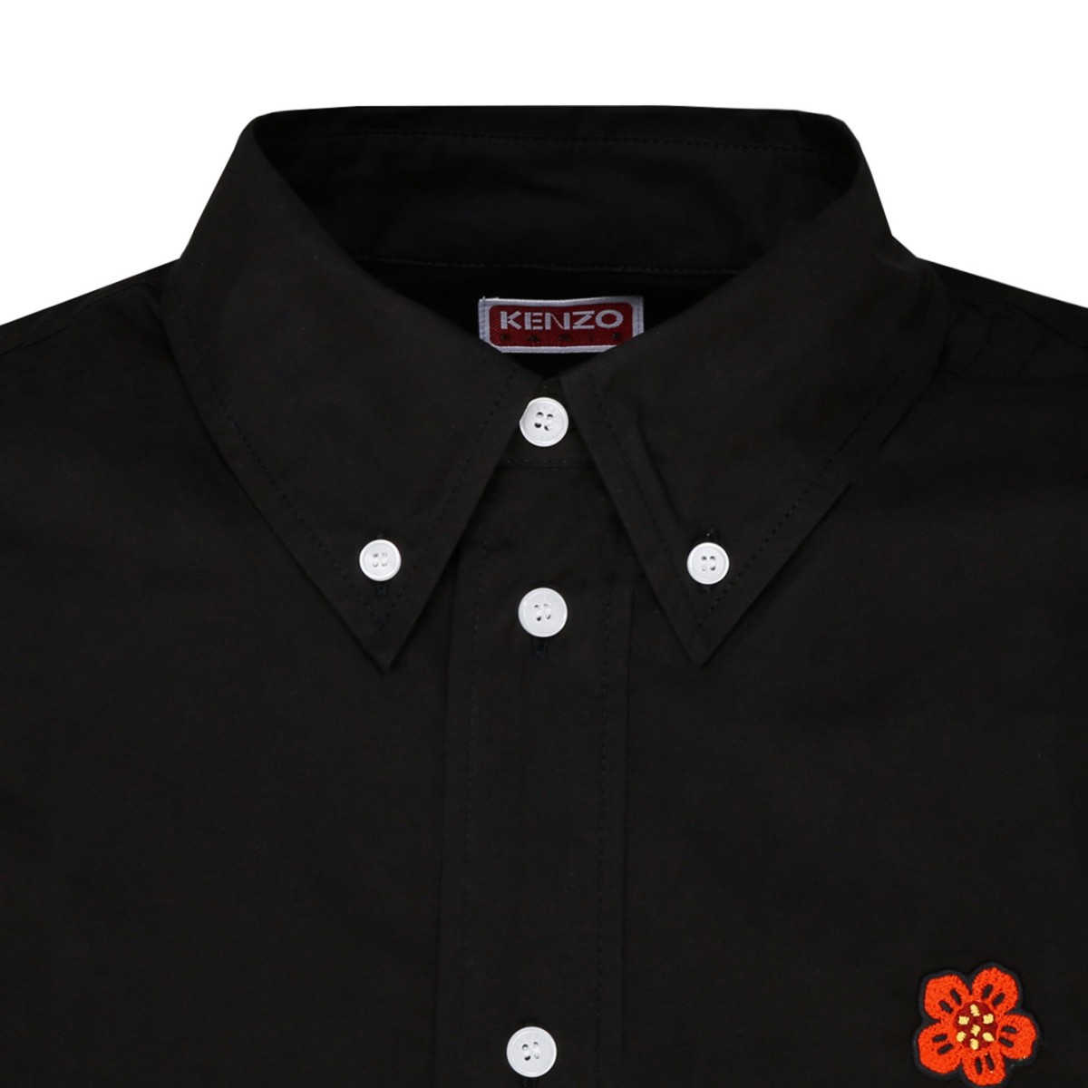 Kenzo Black Cotton Shirt with Embroidered Logo.  
