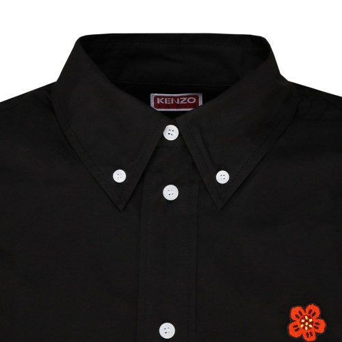 Kenzo Black Cotton Shirt with Embroidered Logo.  