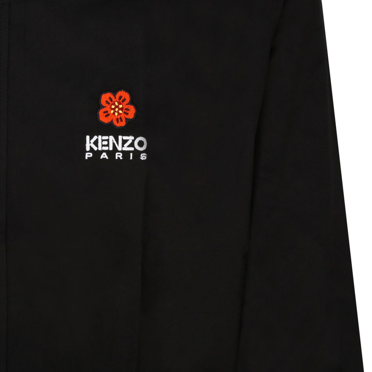 Kenzo Black Cotton Shirt with Embroidered Logo.  