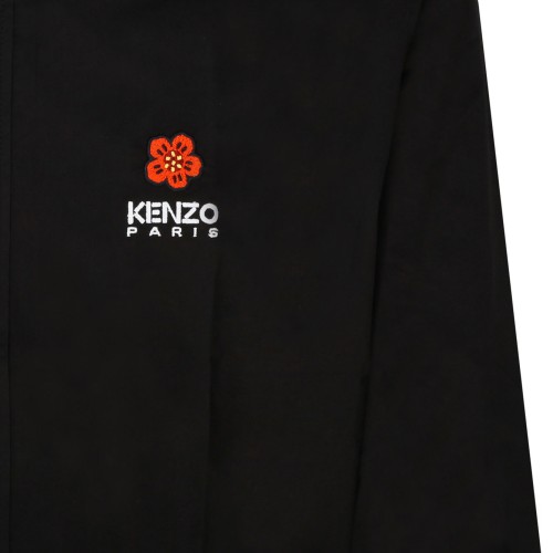 Kenzo Black Cotton Shirt with Embroidered Logo.  