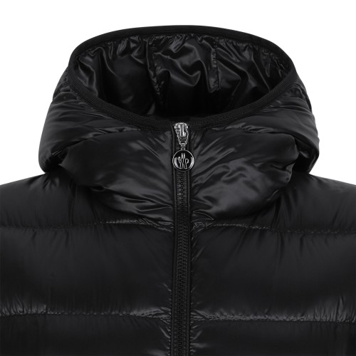 Moncler Black Glossy Down Jacket with Hood.  