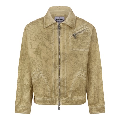 Vivienne Westwood Beige Distressed Zip-Up Jacket.