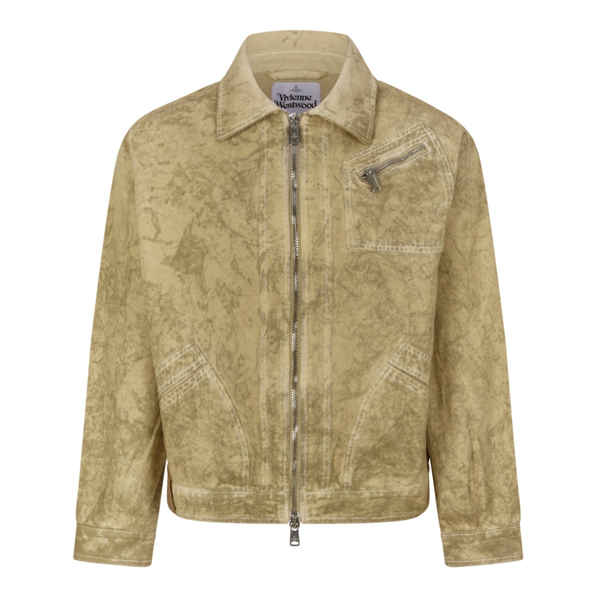 Vivienne Westwood Beige Distressed Zip-Up Jacket.