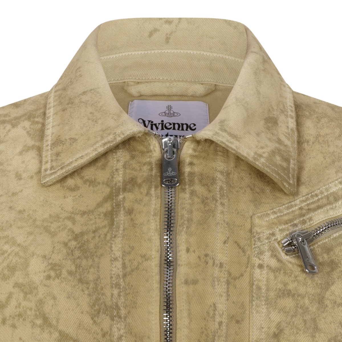 Vivienne Westwood Beige Distressed Zip-Up Jacket.