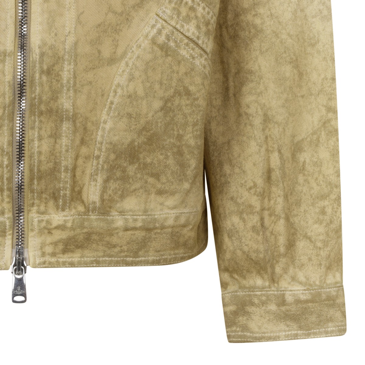 Vivienne Westwood Beige Distressed Zip-Up Jacket.