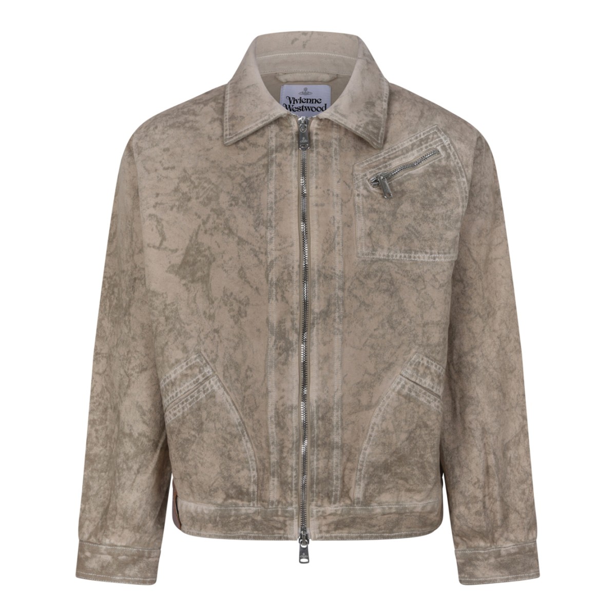 Vivienne Westwood Beige Distressed Zip-Up Jacket.