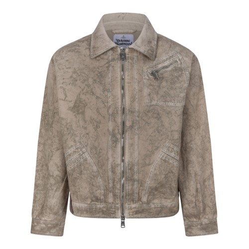 Vivienne Westwood Beige Distressed Zip-Up Jacket.
