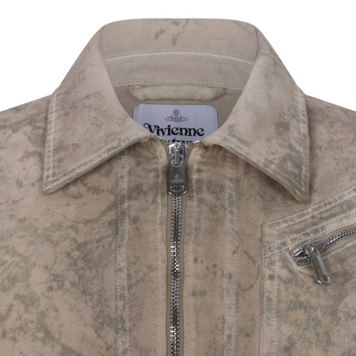 Vivienne Westwood Beige Distressed Zip-Up Jacket.