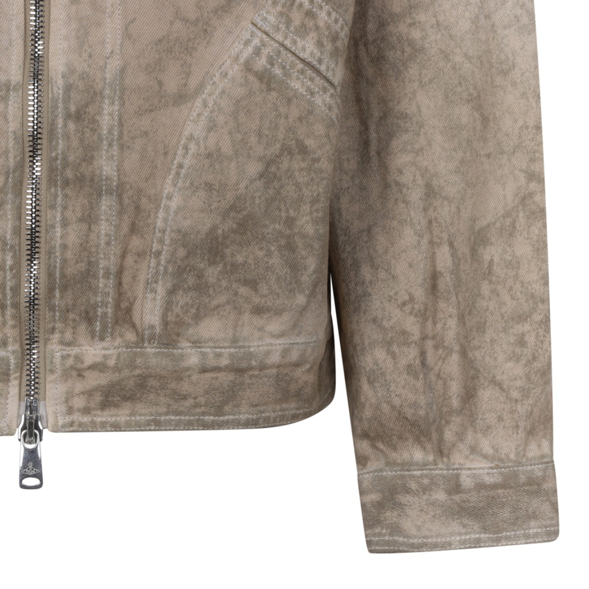 Vivienne Westwood Beige Distressed Zip-Up Jacket.