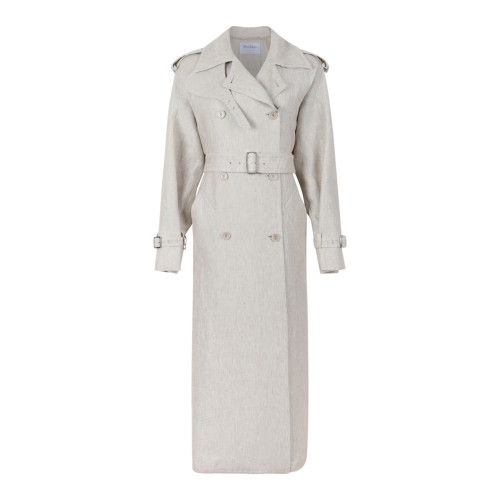 Max Mara Beige Double-Breasted Trench Coat.