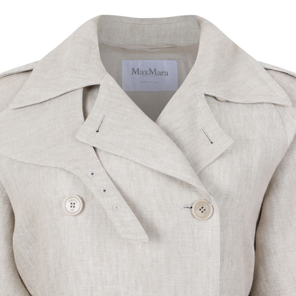 Max Mara Beige Double-Breasted Trench Coat.