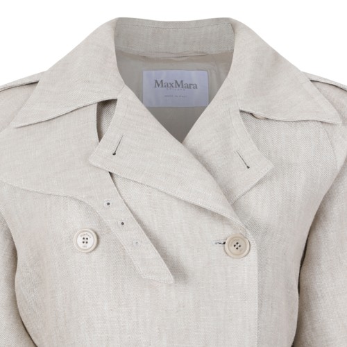 Max Mara Beige Double-Breasted Trench Coat.