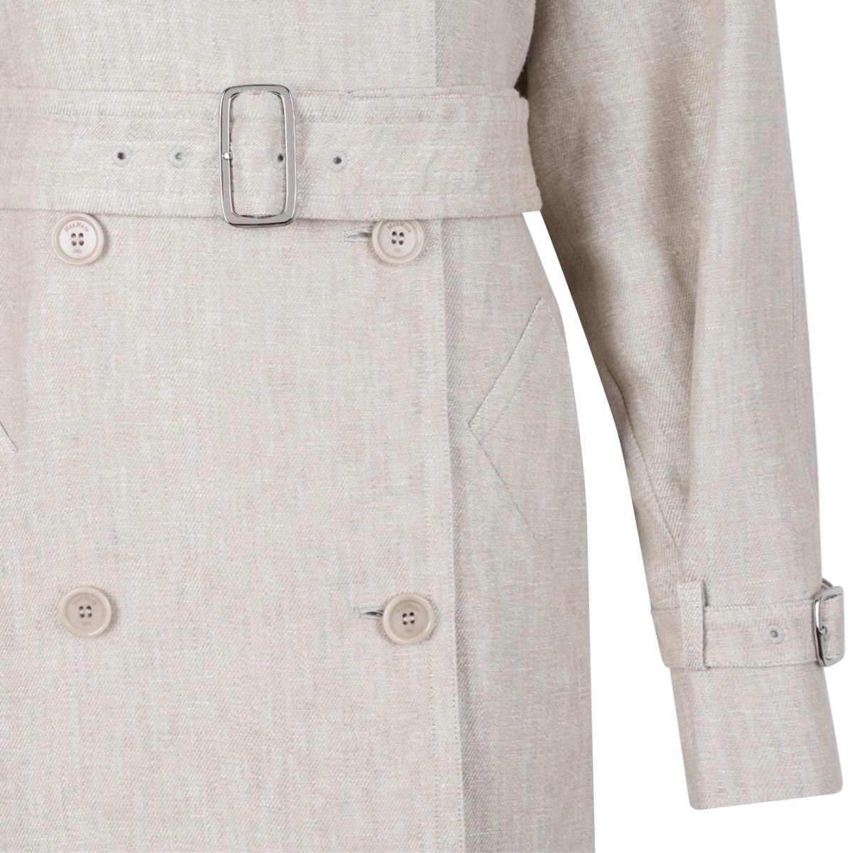 Max Mara Beige Double-Breasted Trench Coat.