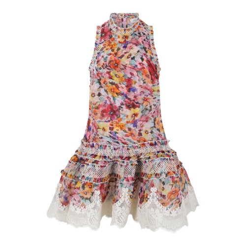 Zimmermann Multicolor Floral Ruffled Mini Dress.  