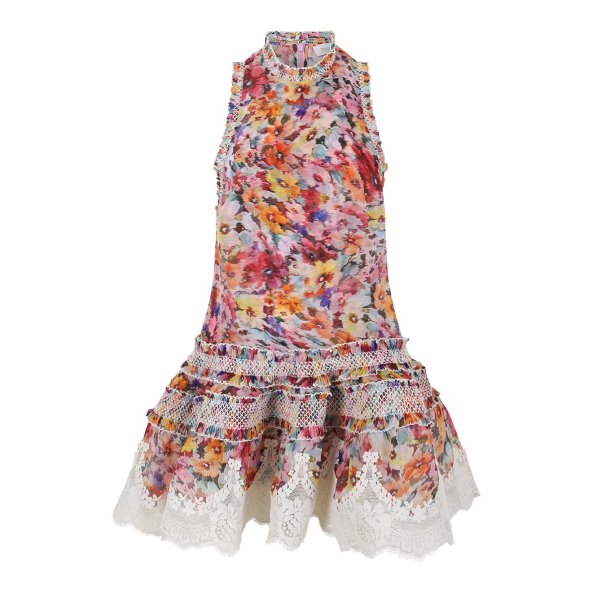 Zimmermann Multicolor Floral Ruffled Mini Dress.  