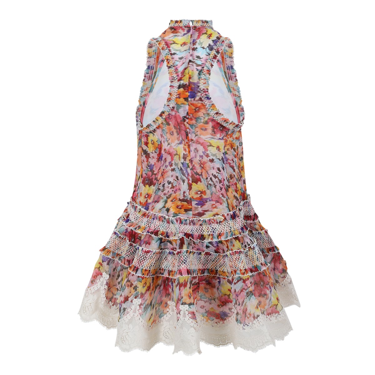 Zimmermann Multicolor Floral Ruffled Mini Dress.  