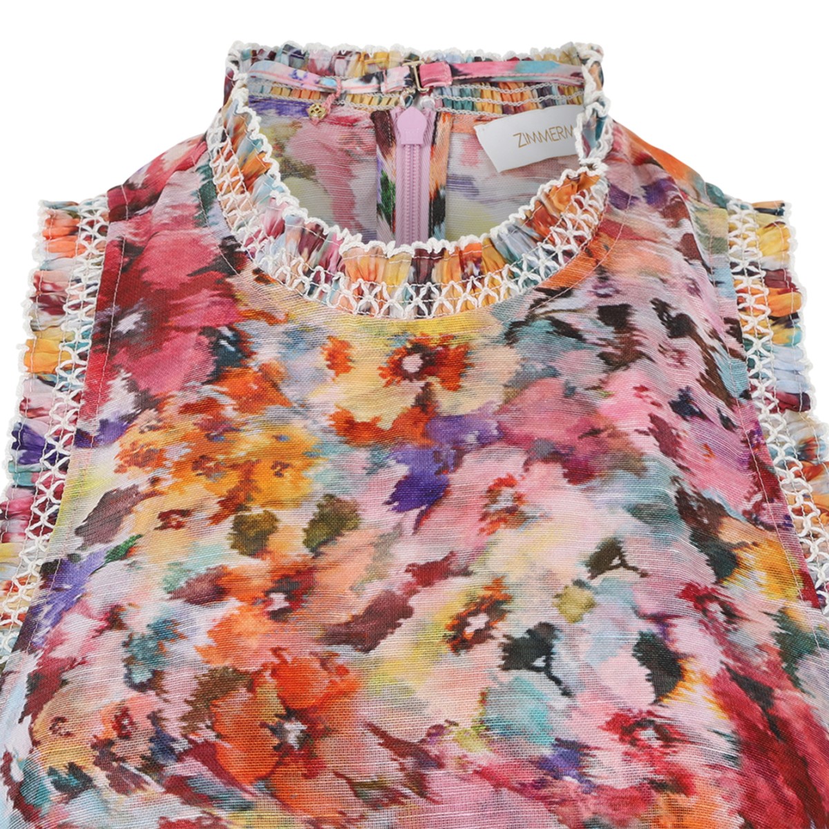 Zimmermann Multicolor Floral Ruffled Mini Dress.  
