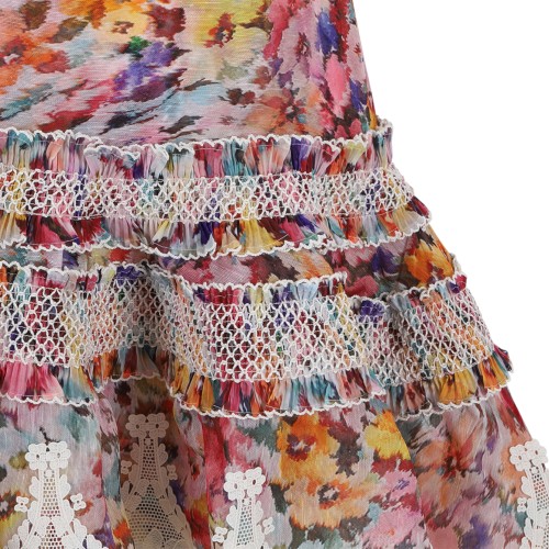 Zimmermann Multicolor Floral Ruffled Mini Dress.  