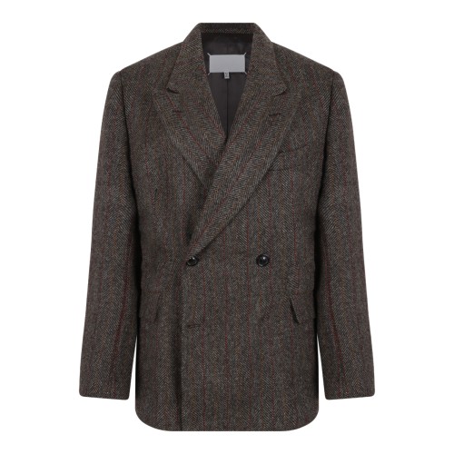 Maison Margiela Brown Mlange Double-Breasted Blazer. 