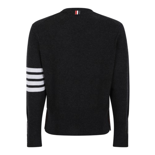 Thom Browne Dark Grey Wool Sweater with 4-Bar Detail.   2