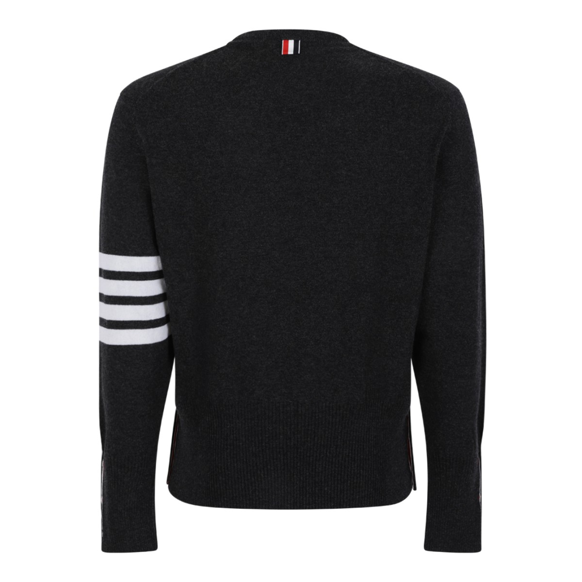 Thom Browne Dark Grey Wool Sweater with 4-Bar Detail.  