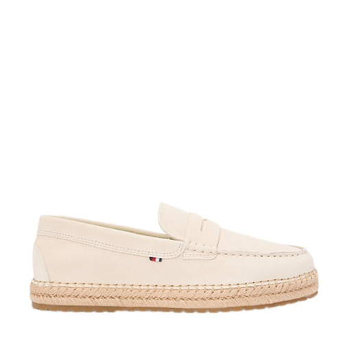 Tommy Hilfiger Cream Espadrille-Style Penny Loafers. 