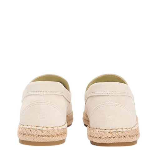 Tommy Hilfiger Cream Espadrille-Style Penny Loafers. 