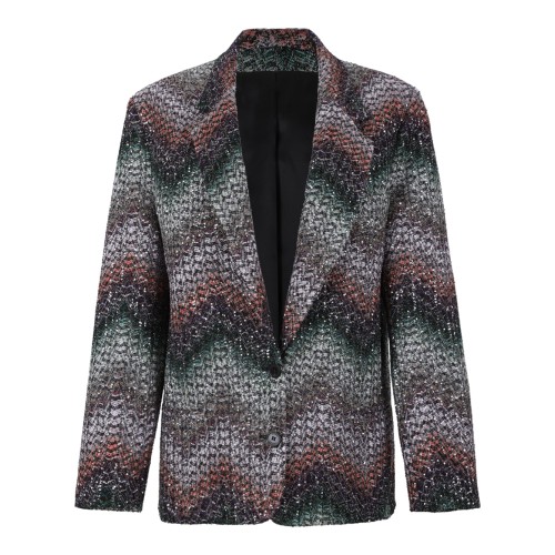 Missoni Multicolor Chevron Knit Blazer.