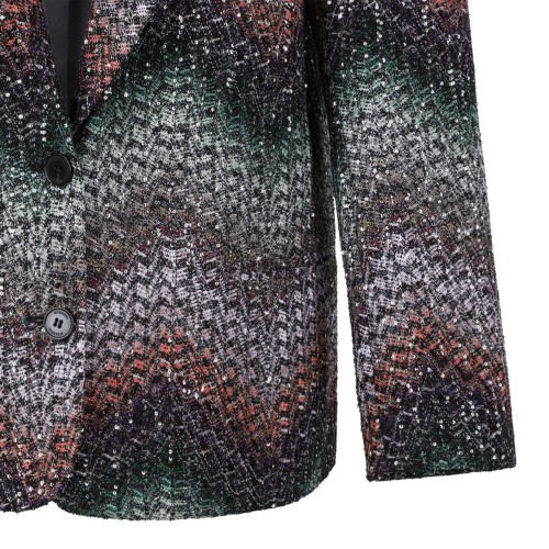 Missoni Multicolor Chevron Knit Blazer.
