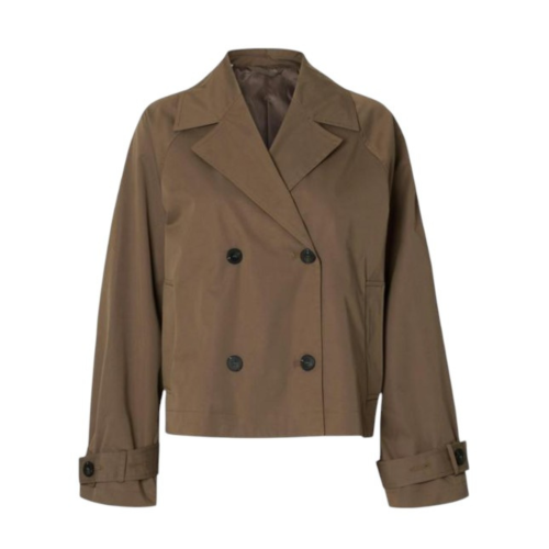 Selected Femme Brown Cropped Double-Breasted Jacket. 