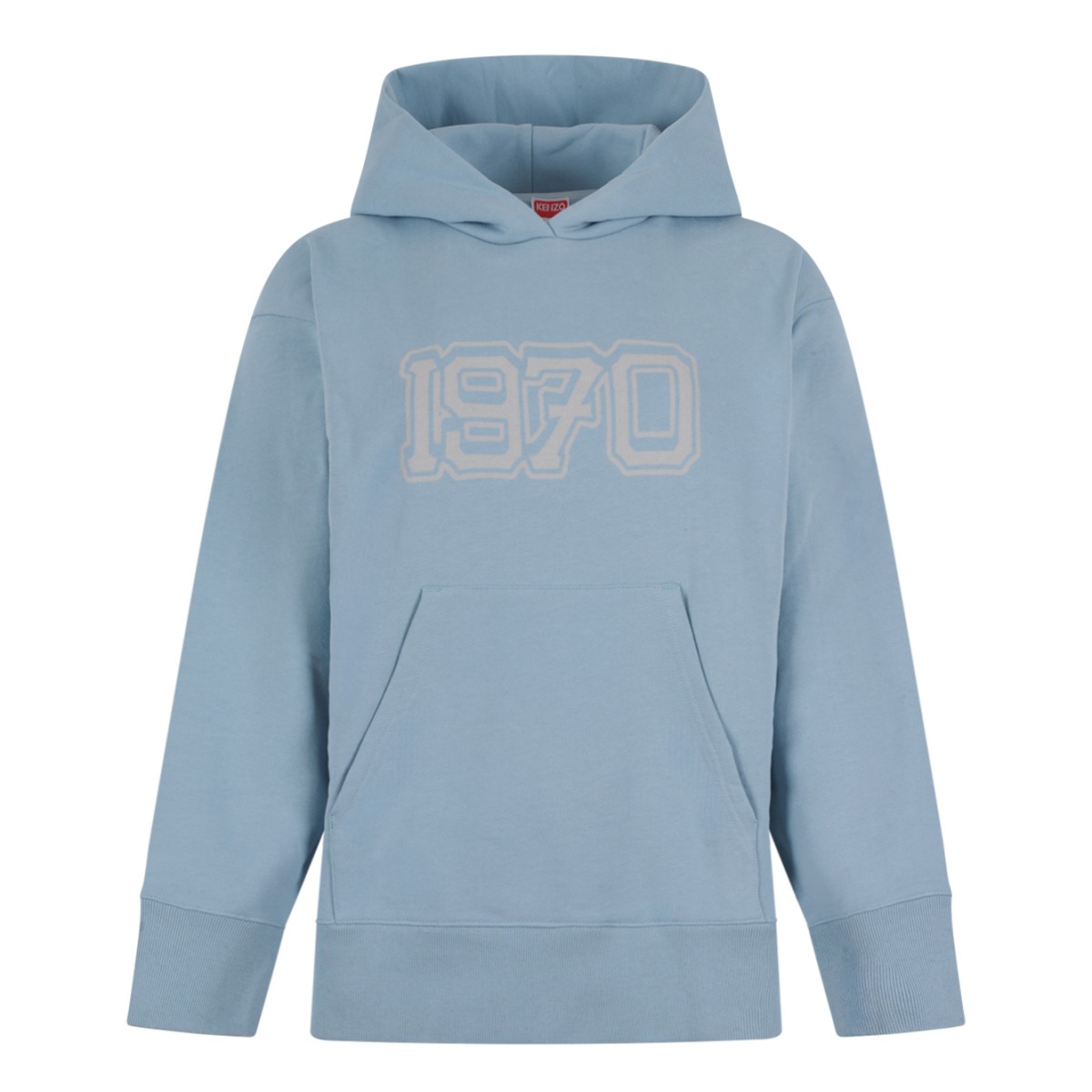 Kenzo Light Blue Cotton Hoodie with Logo Detail. 